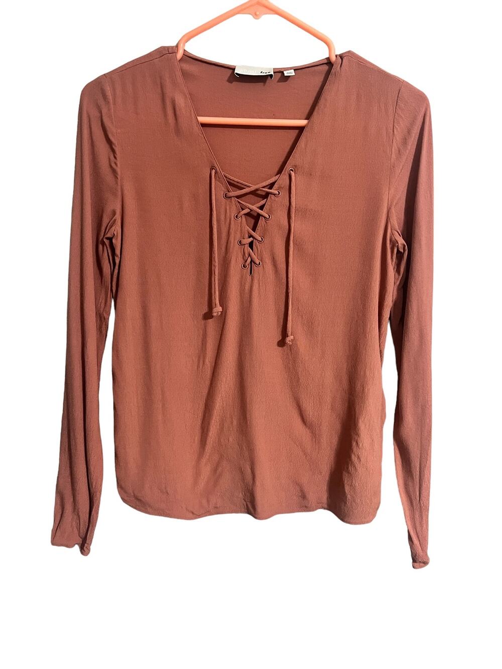Aritzia Wilfred Free Lace Front Dusty Rose Top XXS